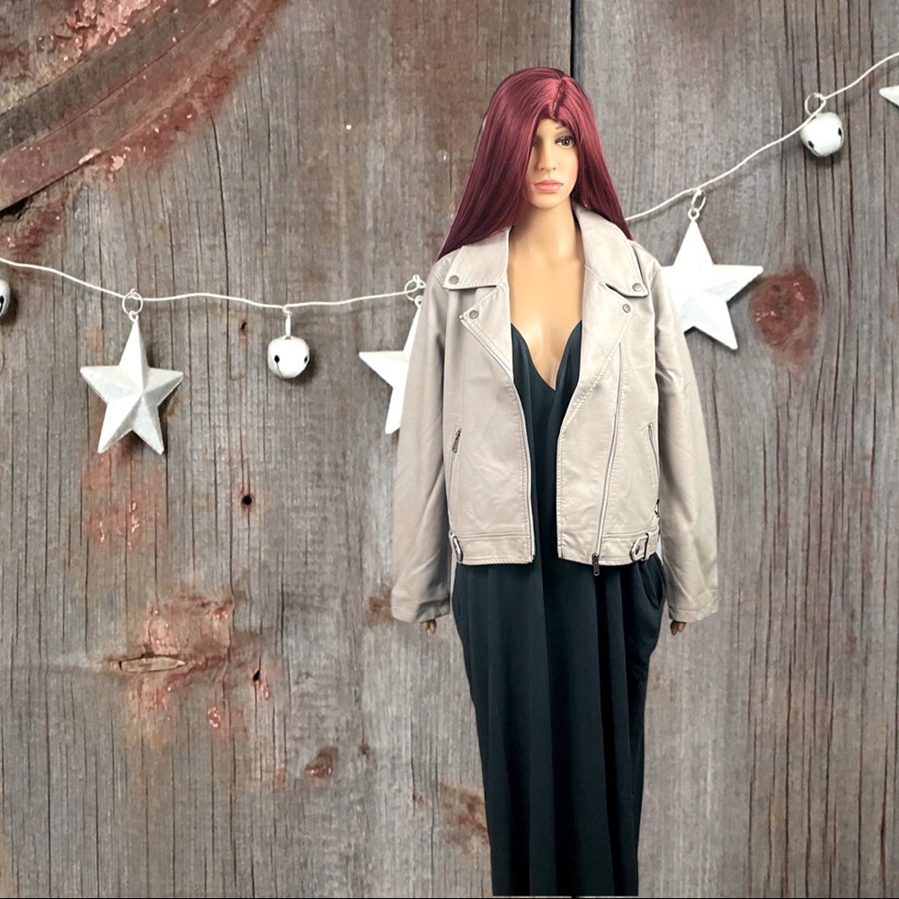 Juniors' Faux-Leather Moto Jacket, - Picture 1 of 9
